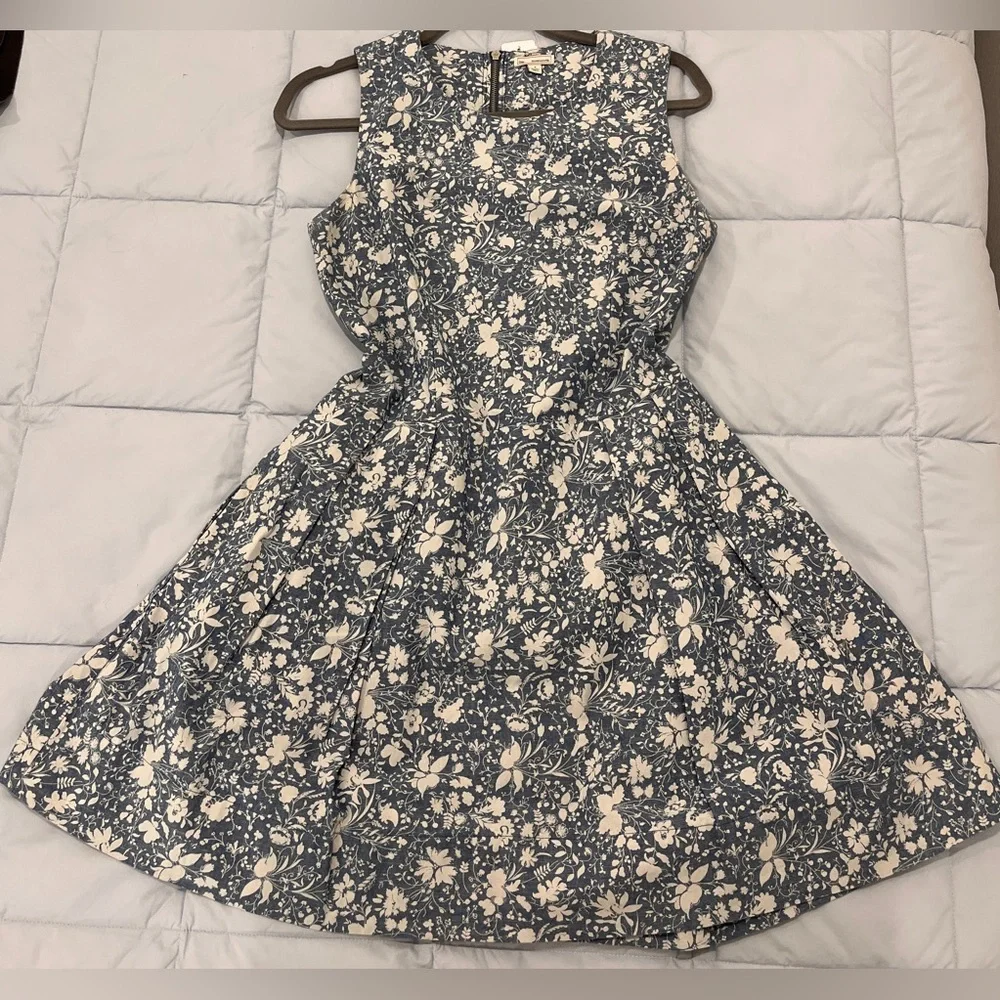 Charming Summer Dress! GAP (EUC, Sz 4) Blue & White, Pleated, Sleeveless Cotton - Picture 1 of 9
